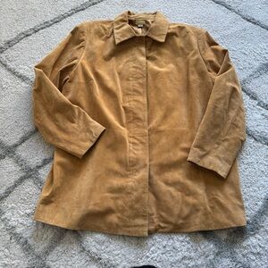 Caslon suede leather blazer jacket tan brown camel color button front 1X